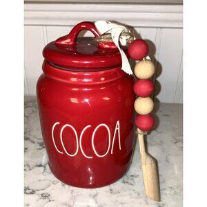 Rae Dunn Red Baby COCOA Canister With Wooden Scoop